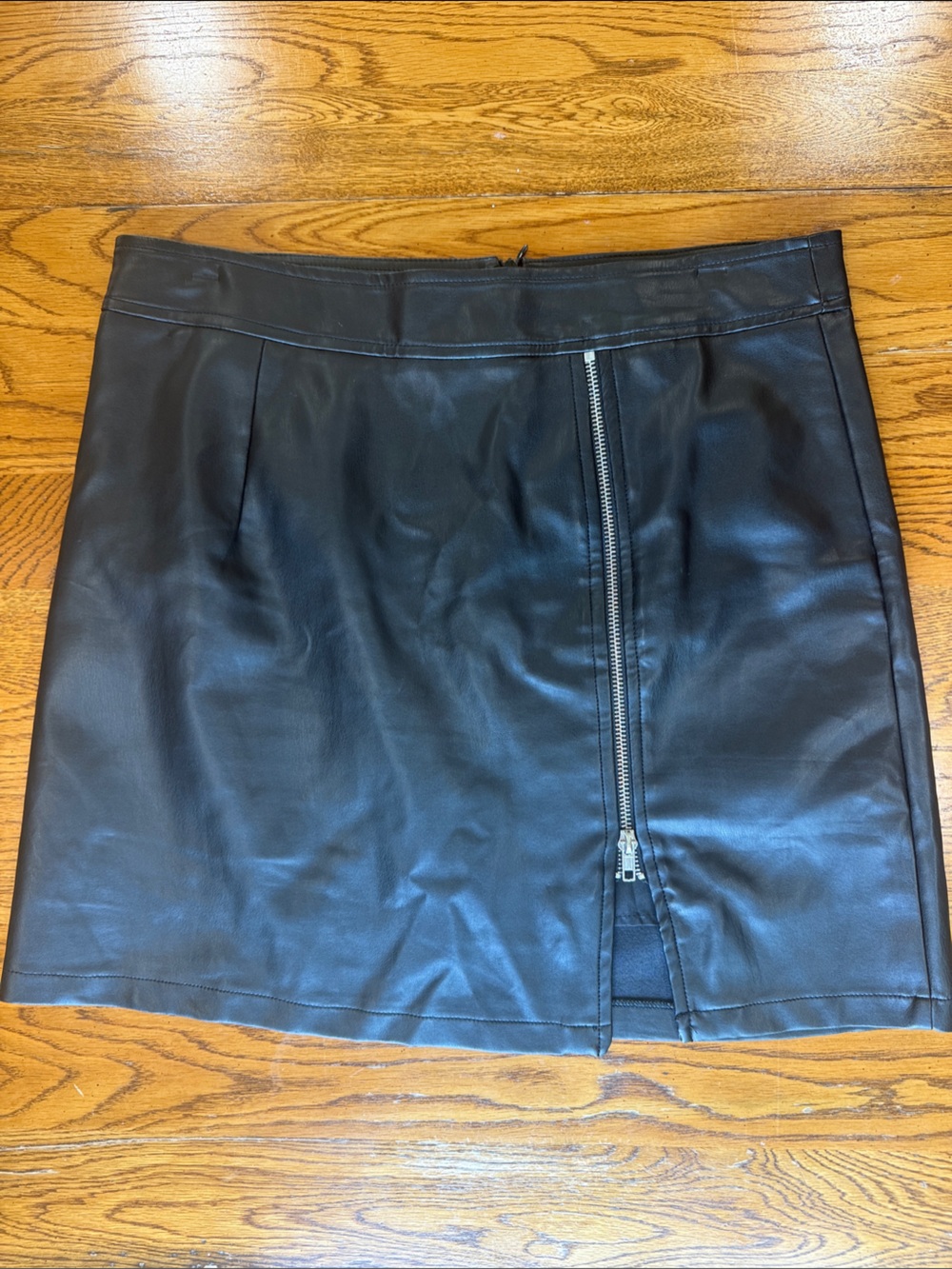 Very J Black Faux Leather Pencil Skirt with Exposed Zip